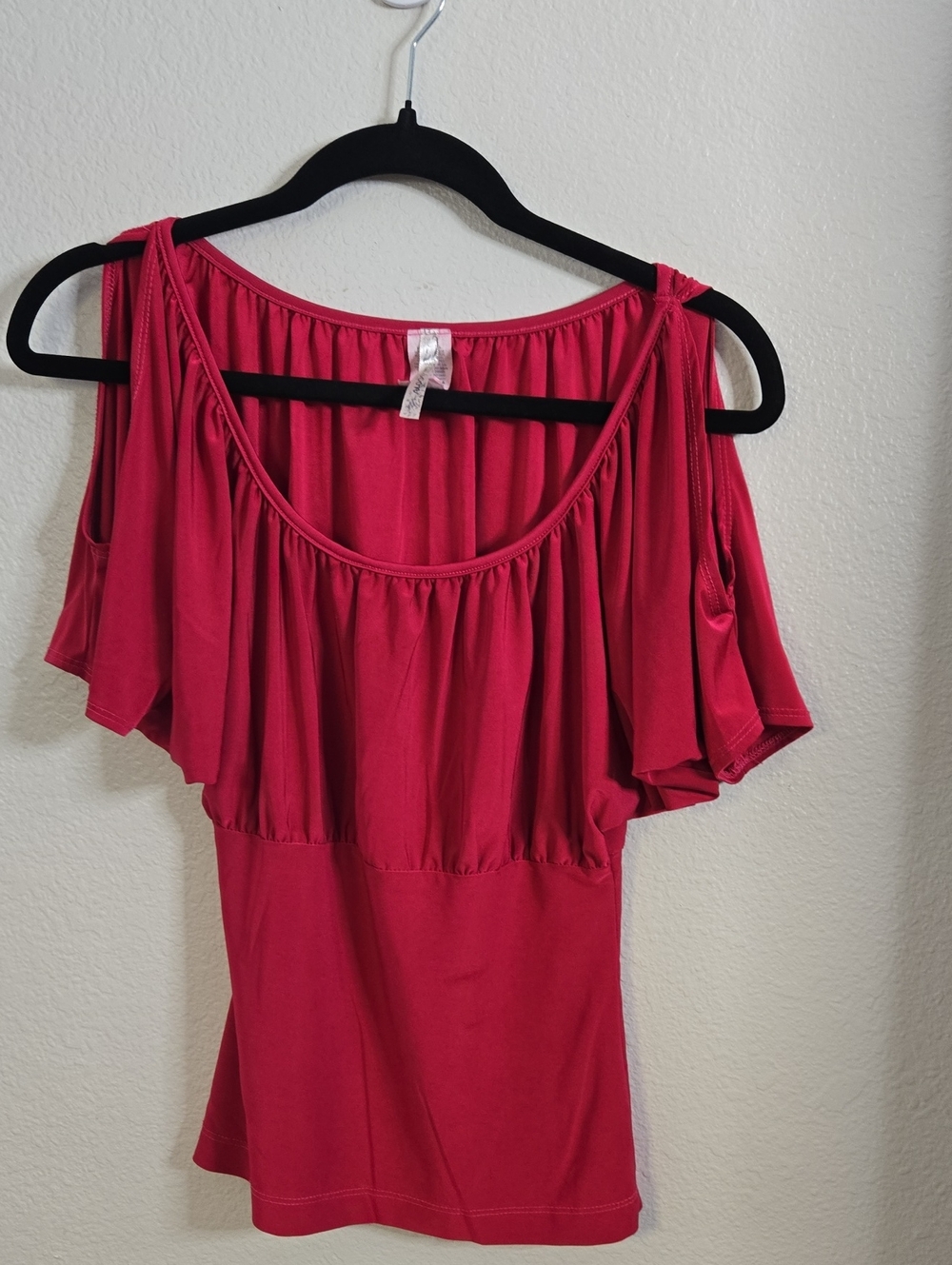 ICON Pink Off-Shoulder Flutter Sleeve Blouse